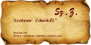 Szohner Zdenkó névjegykártya